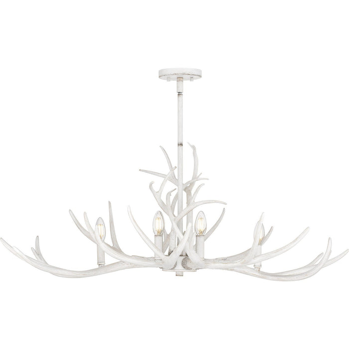 Quoizel BSH640AWH Six Light Linear Chandelier, Antique White (Open Box - Final Sale)