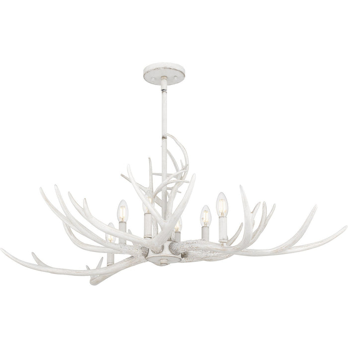 Quoizel BSH640AWH Six Light Linear Chandelier, Antique White
