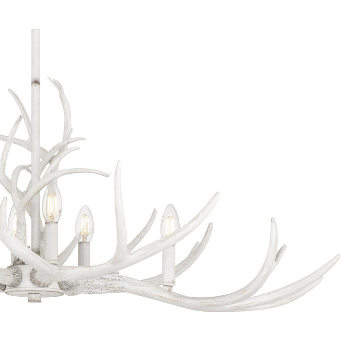 Quoizel BSH640AWH Six Light Linear Chandelier, Antique White (Open Box - Final Sale)