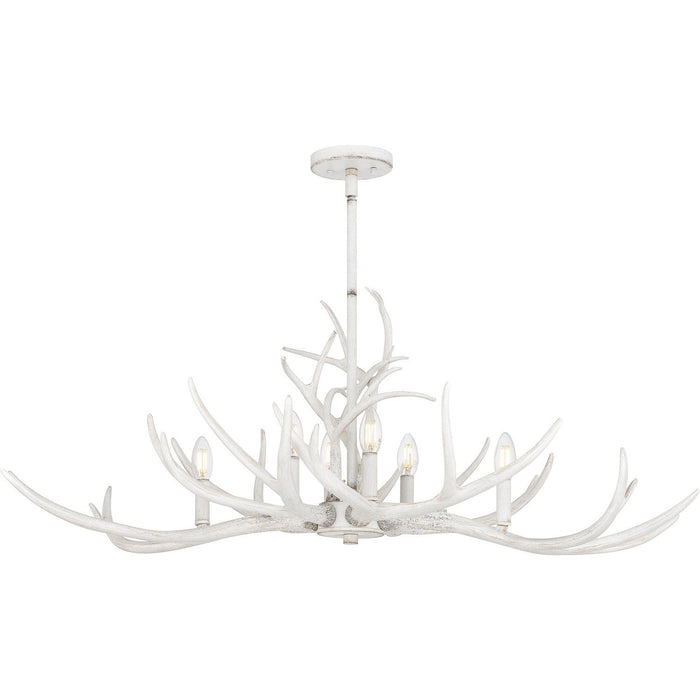 Quoizel BSH640AWH Six Light Linear Chandelier, Antique White (Open Box - Final Sale)