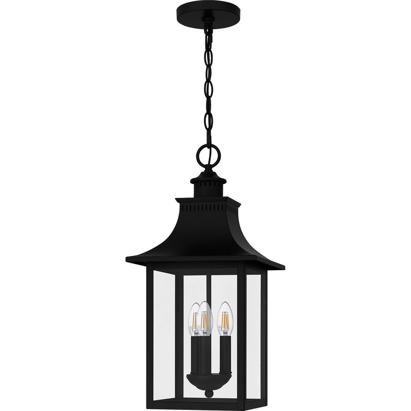 Quoizel CCR1910K Three Light Outdoor Hanging Lantern, Mystic Black