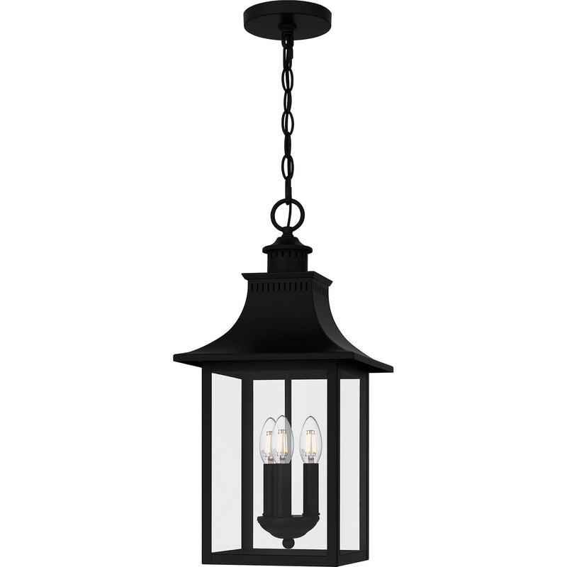 Quoizel CCR1910K Three Light Outdoor Hanging Lantern, Mystic Black
