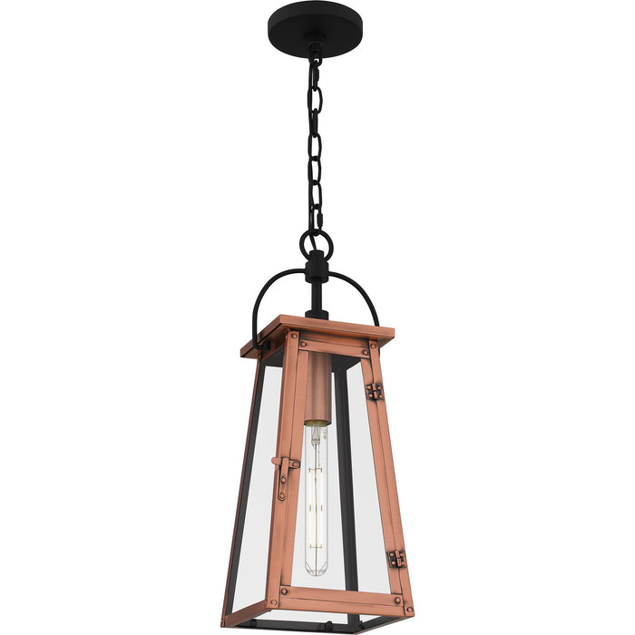 Quoizel CLN1907AC One Light Outdoor Hanging Lantern, Aged Copper