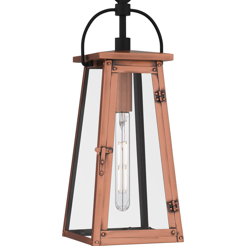 Quoizel CLN1907AC One Light Outdoor Hanging Lantern, Aged Copper