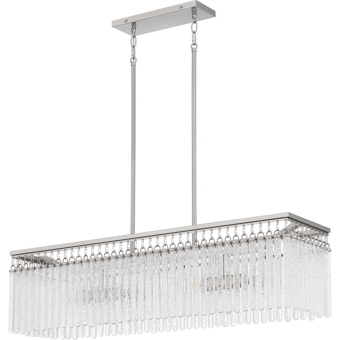 Quoizel CMI438BN Four Light Linear Chandelier, Brushed Nickel