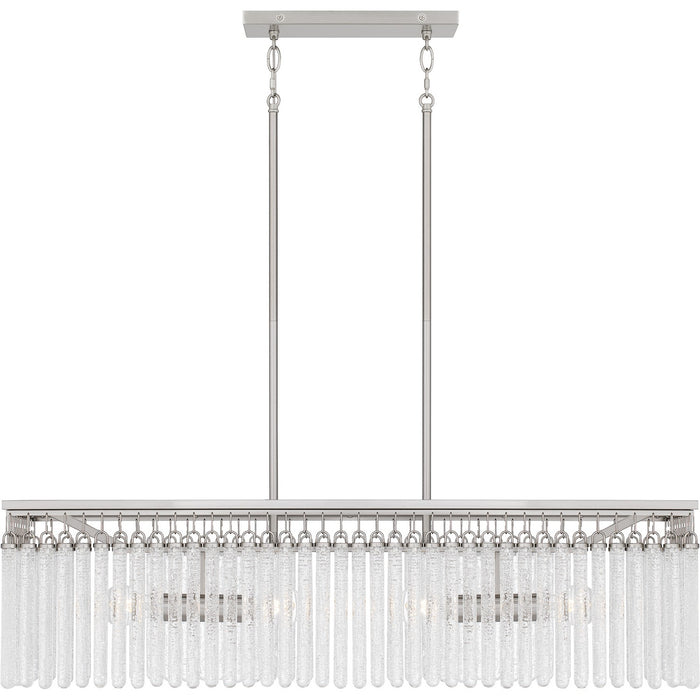 Quoizel CMI438BN Four Light Linear Chandelier, Brushed Nickel