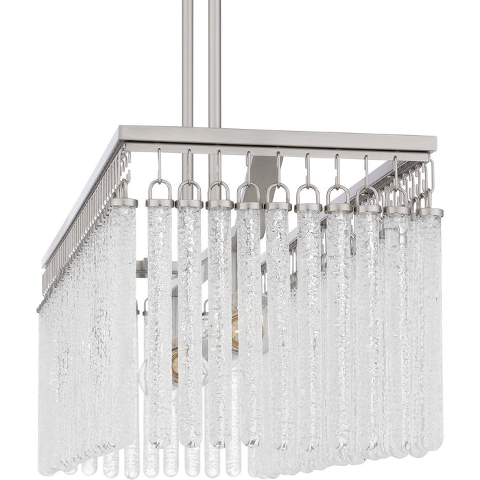 Quoizel CMI438BN Four Light Linear Chandelier, Brushed Nickel