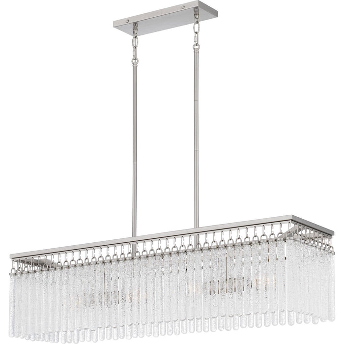 Quoizel CMI438BN Four Light Linear Chandelier, Brushed Nickel
