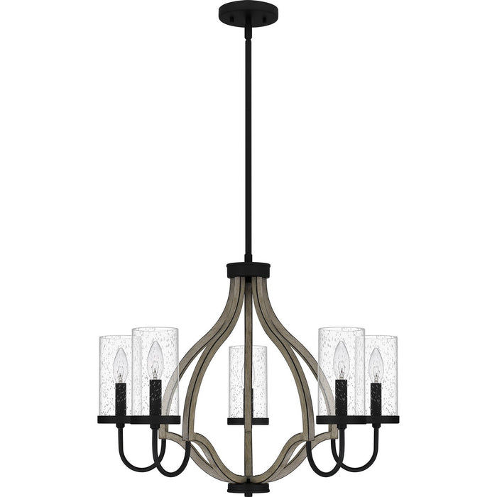 Quoizel CNE5026MBK Five Light Chandelier, Matte Black