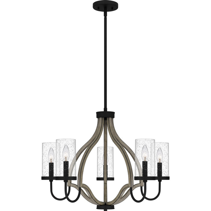 Quoizel CNE5026MBK Five Light Chandelier, Matte Black