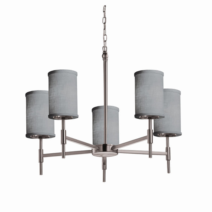 Justice Designs FAB-8410-10-GRAY-NCKL Five Light Chandelier, Brushed Nickel