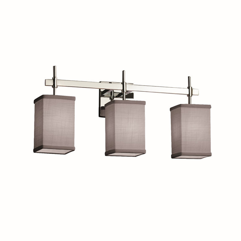 Justice Designs FAB-8413-15-GRAY-CROM Three Light Bath Bar, Polished Chrome