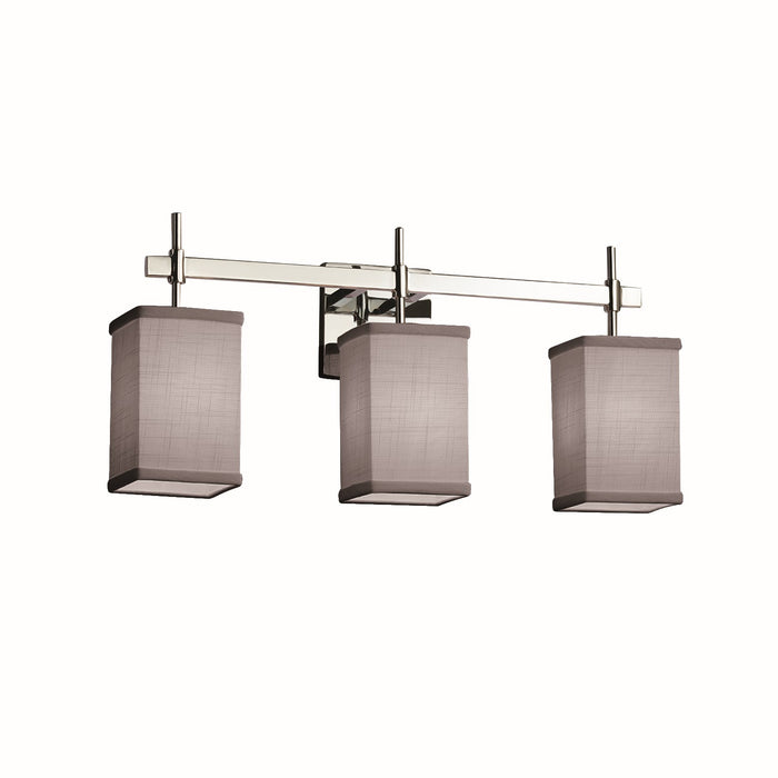 Justice Designs FAB-8413-15-GRAY-CROM Three Light Bath Bar, Polished Chrome