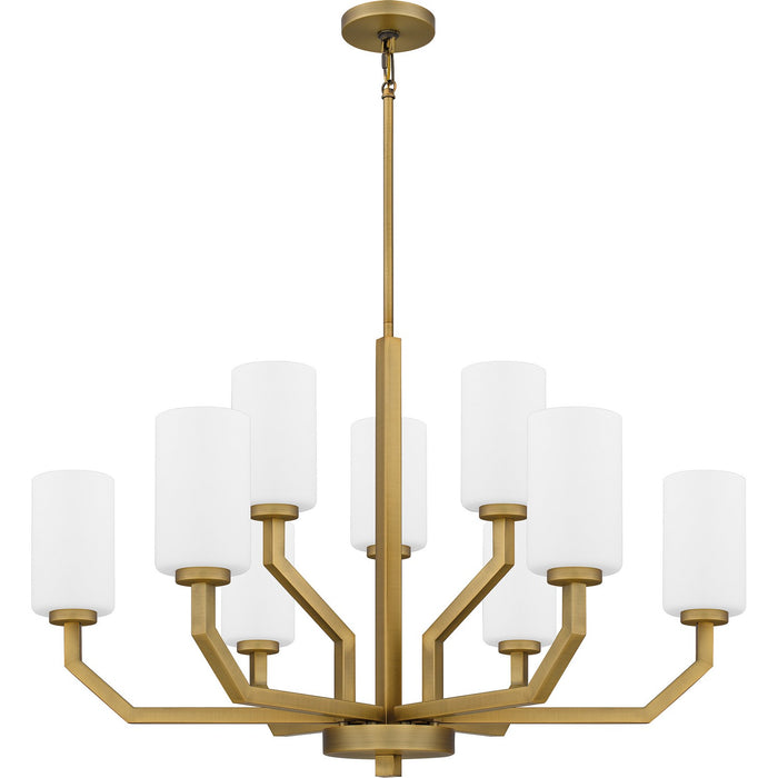 Quoizel CVR5034AB Nine Light Chandelier, Aged Brass