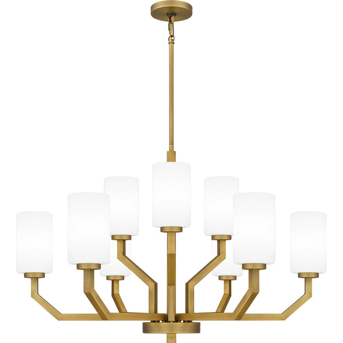 Quoizel CVR5034AB Nine Light Chandelier, Aged Brass