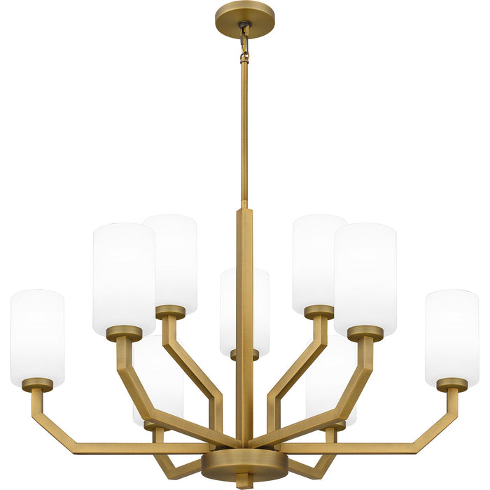 Quoizel CVR5034AB Nine Light Chandelier, Aged Brass