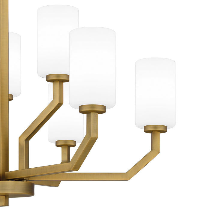 Quoizel CVR5034AB Nine Light Chandelier, Aged Brass