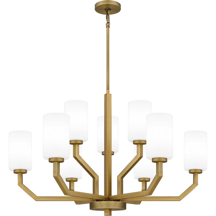 Quoizel CVR5034AB Nine Light Chandelier, Aged Brass