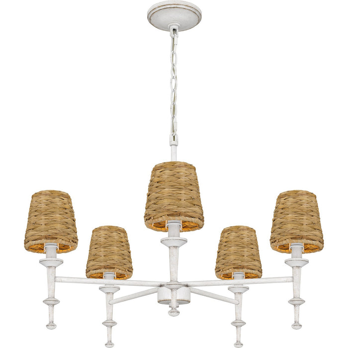 Quoizel FLA5026AWH Five Light Chandelier, Antique White