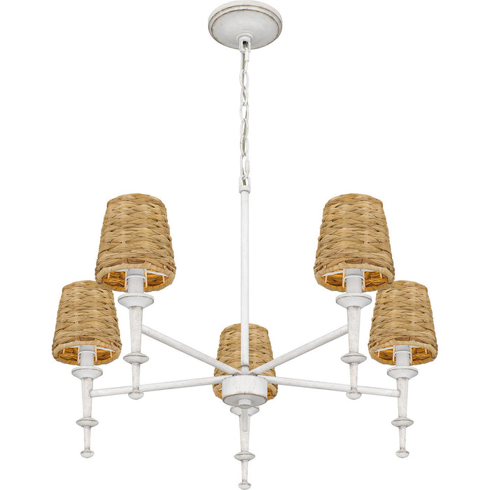 Quoizel FLA5026AWH Five Light Chandelier, Antique White