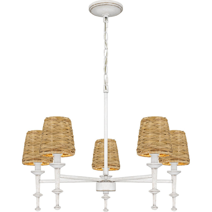 Quoizel FLA5026AWH Five Light Chandelier, Antique White