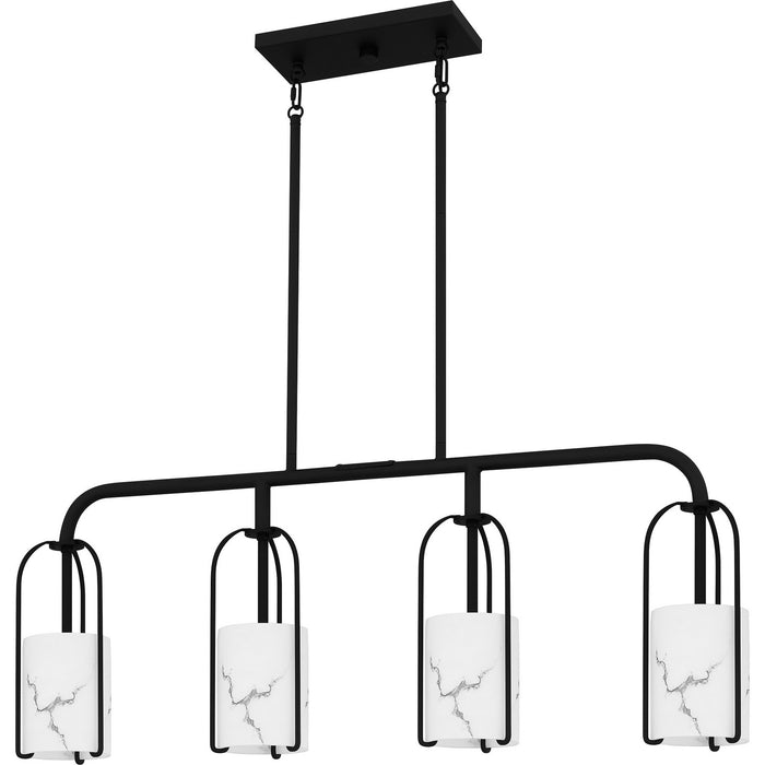Quoizel FRB438MBK Four Light Linear Chandelier, Matte Black