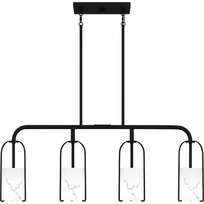 Quoizel FRB438MBK Four Light Linear Chandelier, Matte Black