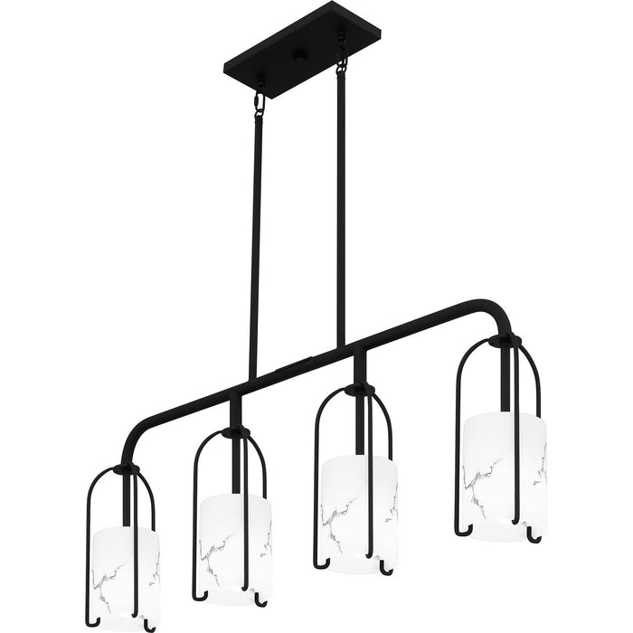 Quoizel FRB438MBK Four Light Linear Chandelier, Matte Black