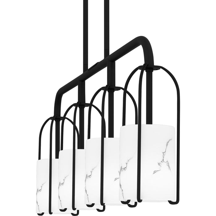 Quoizel FRB438MBK Four Light Linear Chandelier, Matte Black