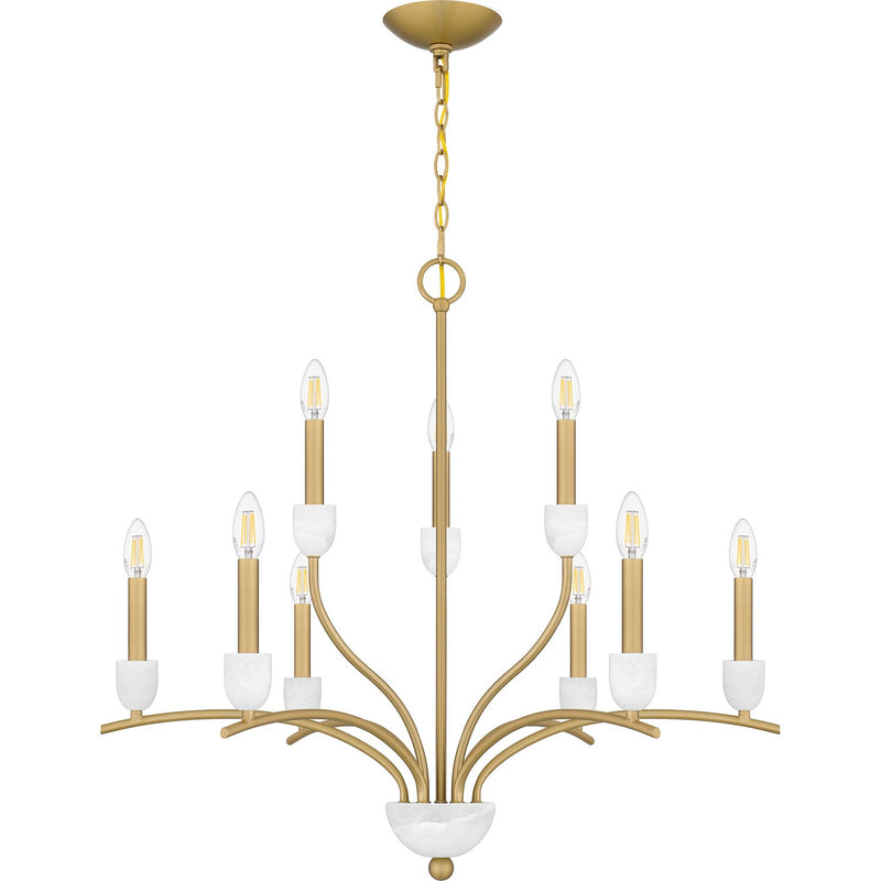 Quoizel FRI5032AB Nine Light Chandelier, Aged Brass