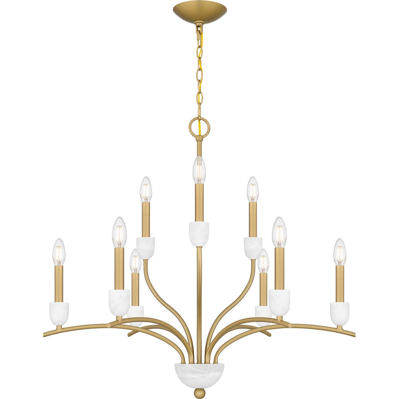Quoizel FRI5032AB Nine Light Chandelier, Aged Brass
