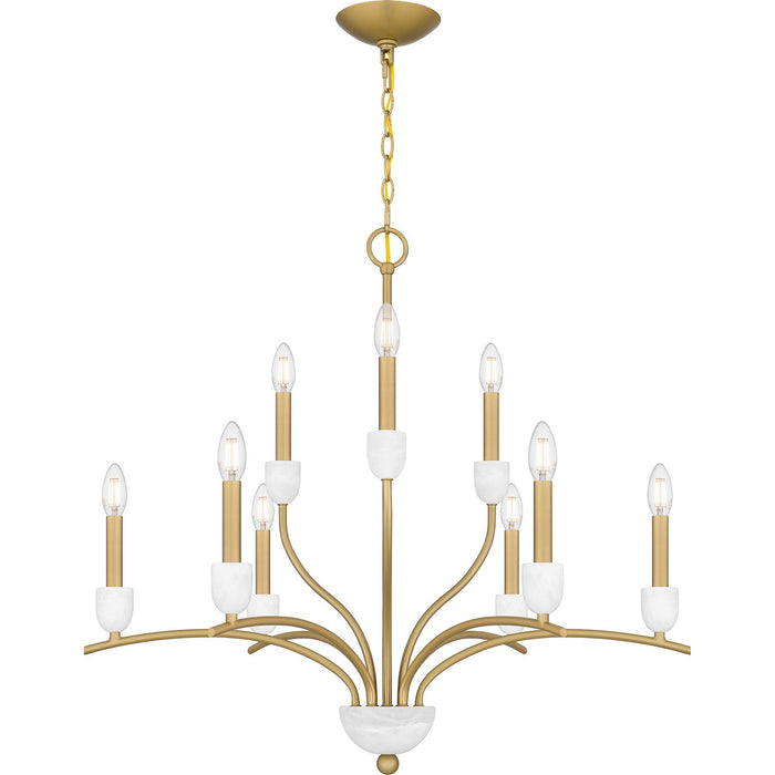 Quoizel FRI5032AB Nine Light Chandelier, Aged Brass