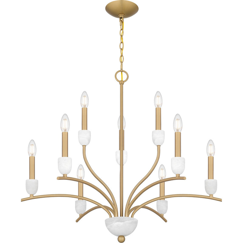 Quoizel FRI5032AB Nine Light Chandelier, Aged Brass