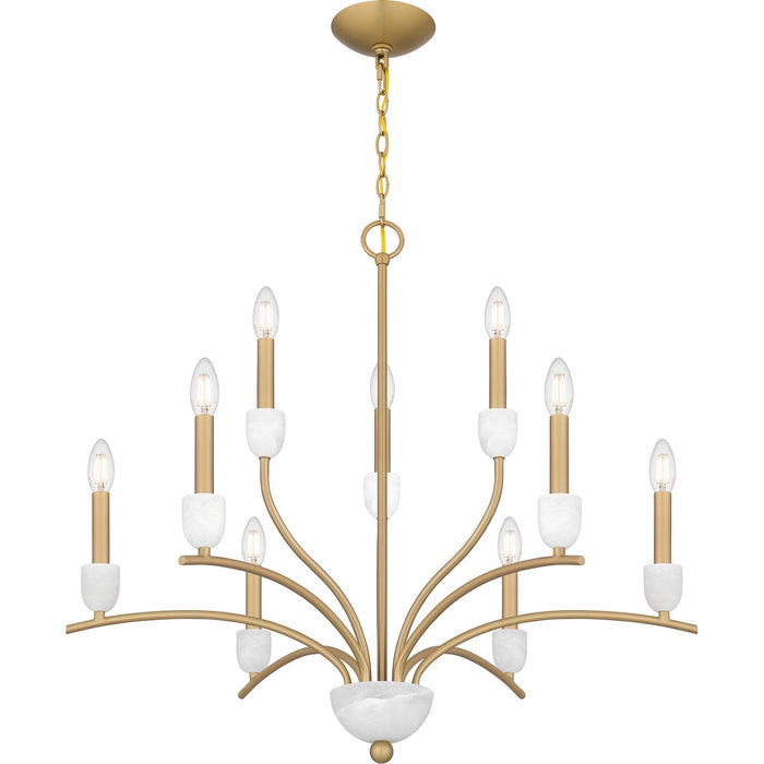 Quoizel FRI5032AB Nine Light Chandelier, Aged Brass