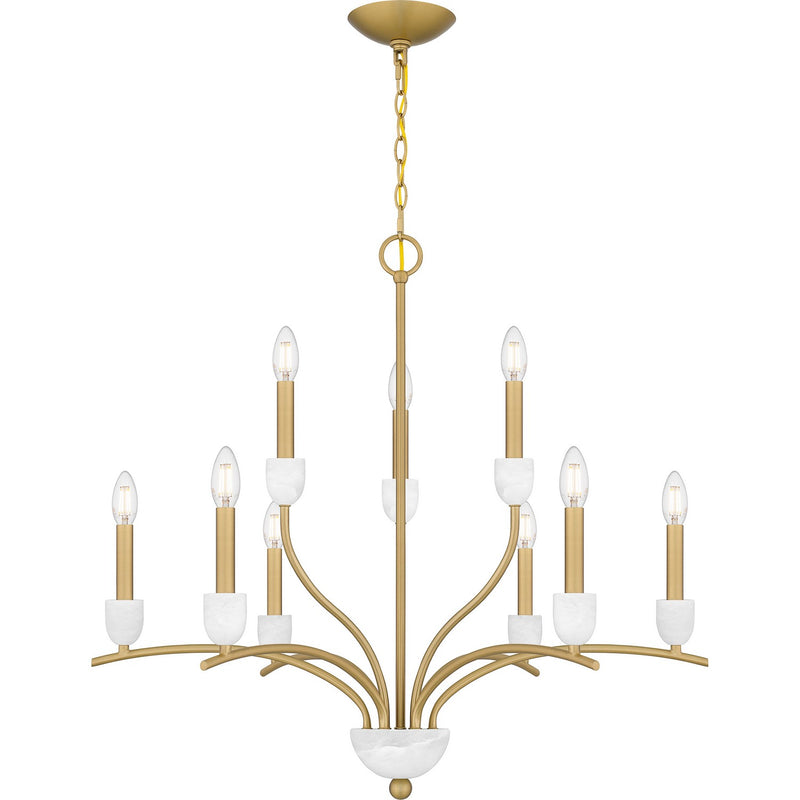 Quoizel FRI5032AB Nine Light Chandelier, Aged Brass