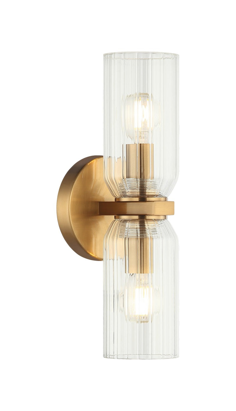 Matteo Lighting W34012AG Two Light Wall Sconce, Aged Gold Brass