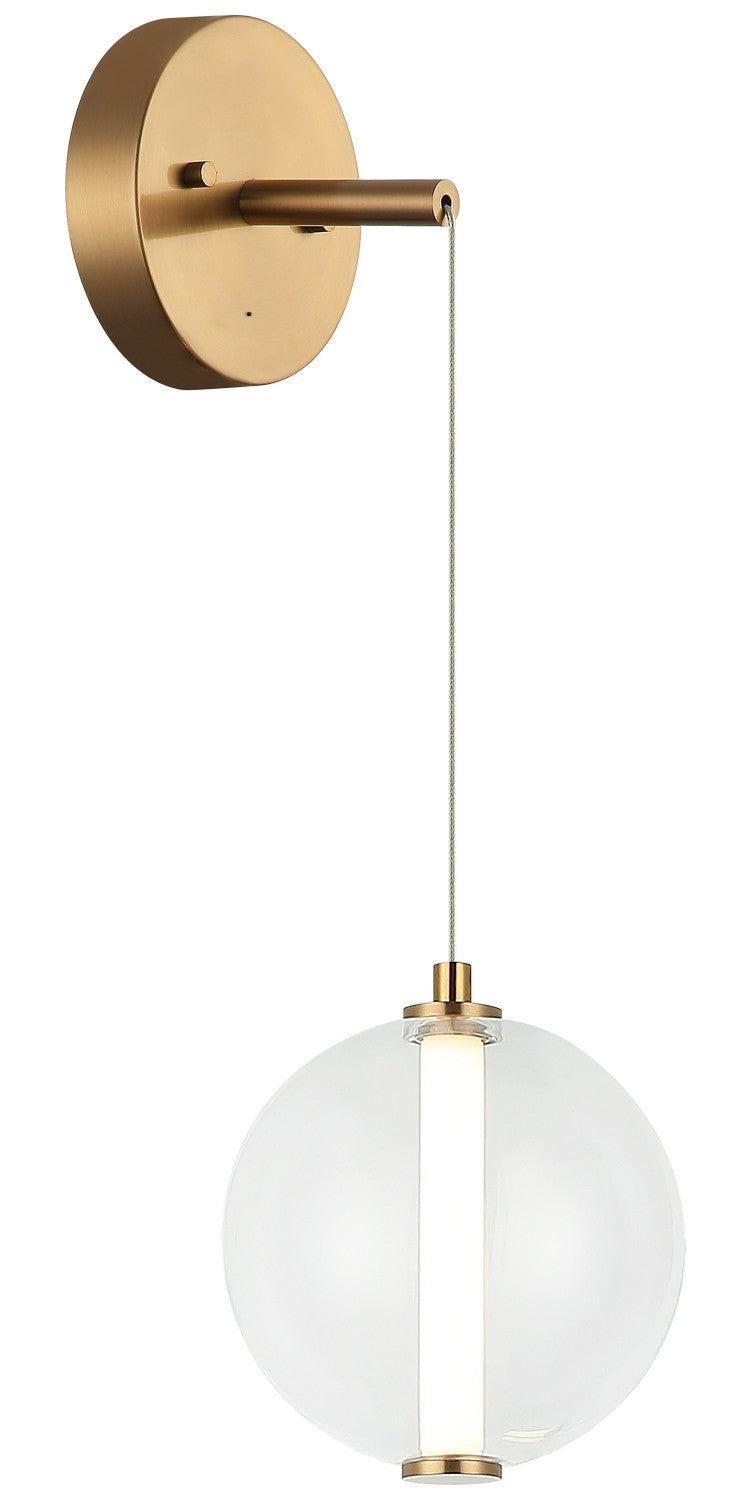 Matteo Lighting W69601AGCL LED Wall Sconce, Aged Gold Brass