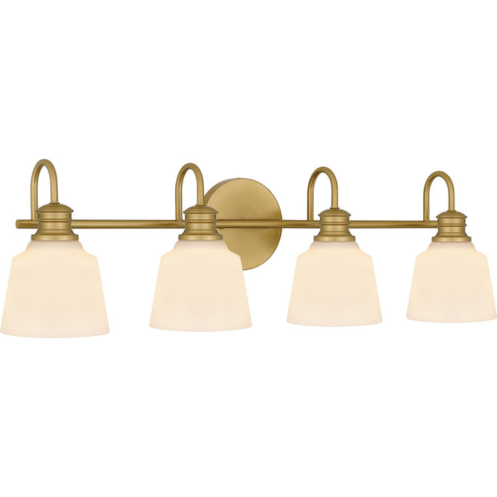Quoizel HIN8630AB Four Light Bath, Aged Brass