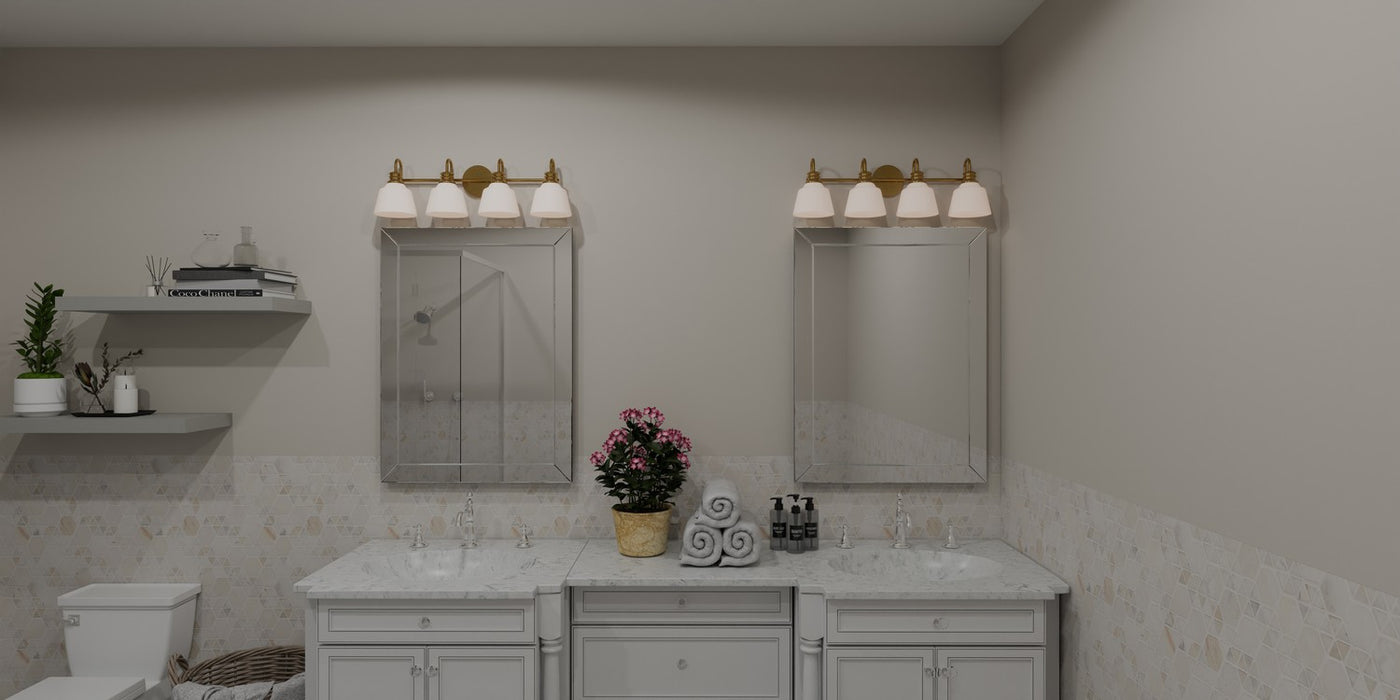 Quoizel HIN8630AB Four Light Bath, Aged Brass