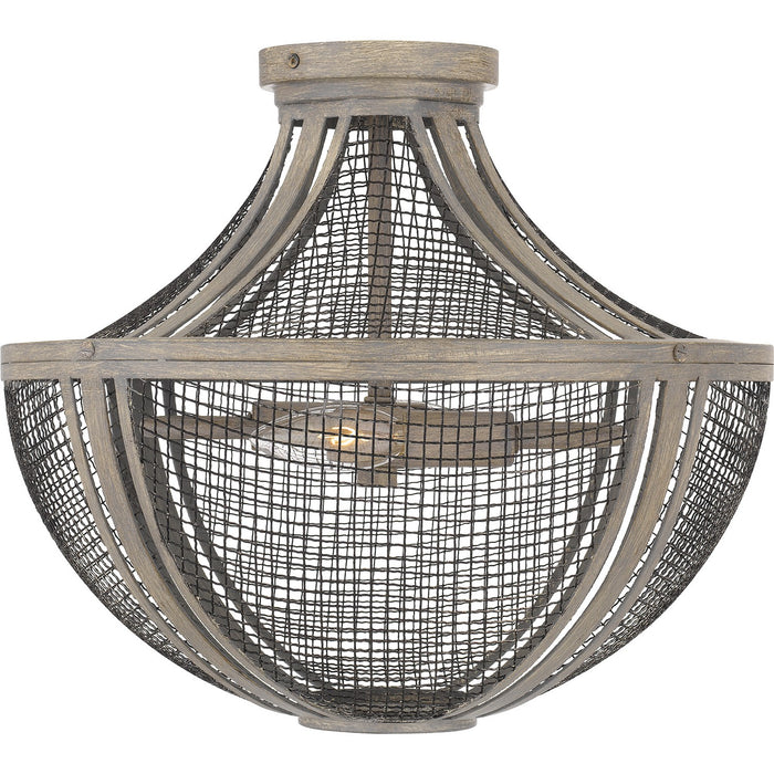 Quoizel HLE1715DGW Two Light Semi Flush Mount, Distressed Grey Wood