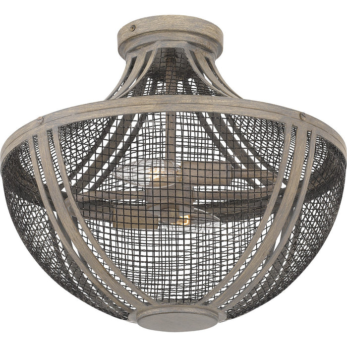 Quoizel HLE1715DGW Two Light Semi Flush Mount, Distressed Grey Wood