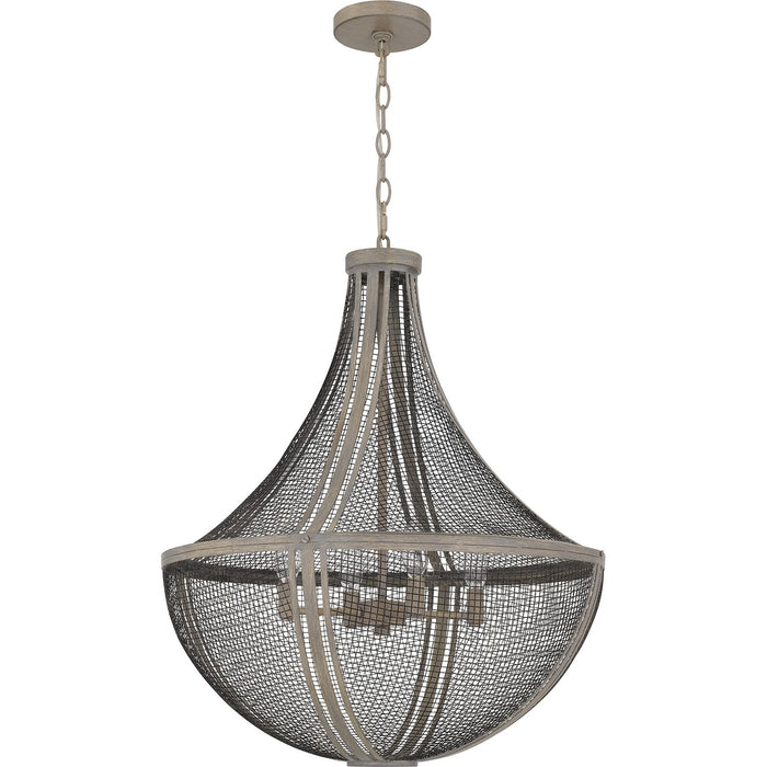 Quoizel HLE2822DGW Four Light Pendant, Distressed Grey Wood