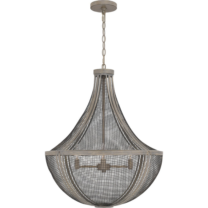 Quoizel HLE2822DGW Four Light Pendant, Distressed Grey Wood
