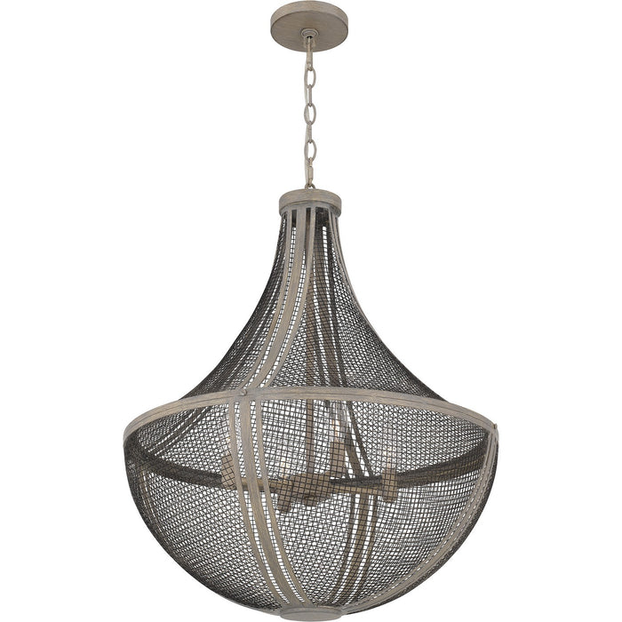 Quoizel HLE2822DGW Four Light Pendant, Distressed Grey Wood