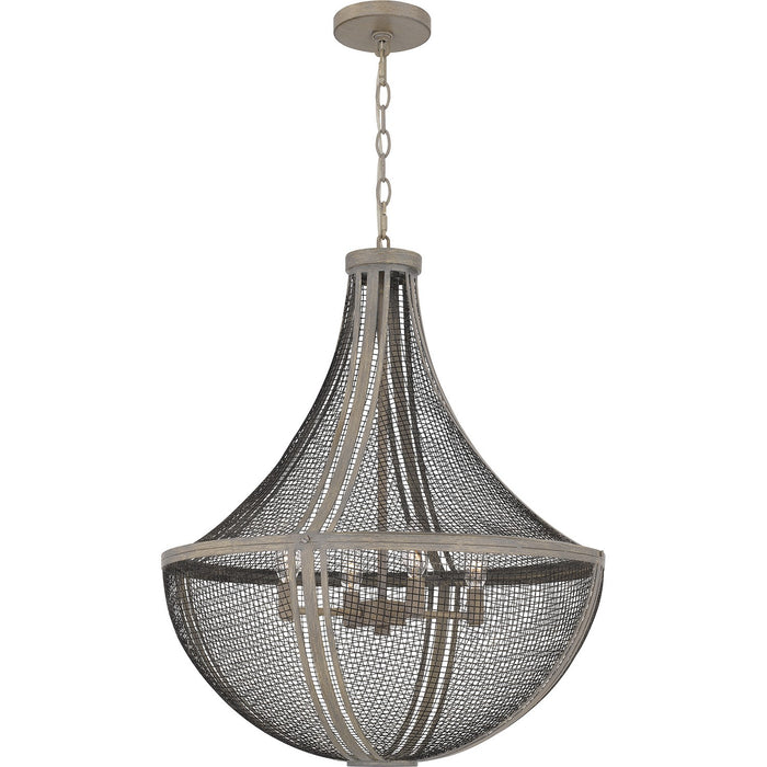 Quoizel HLE2822DGW Four Light Pendant, Distressed Grey Wood