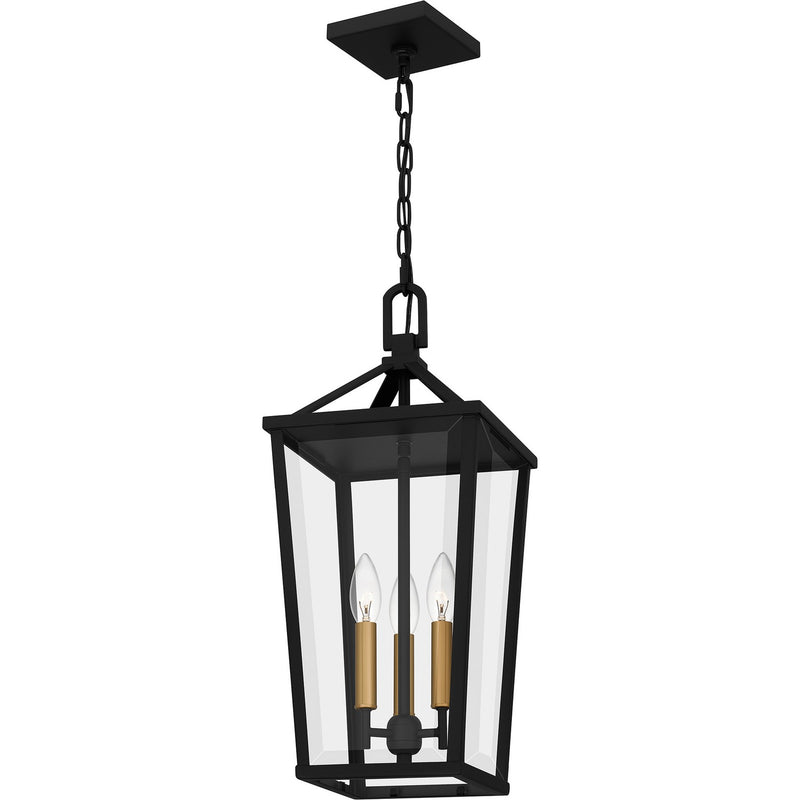 Quoizel HUL1909MBK Three Light Outdoor Hanging Lantern, Matte Black