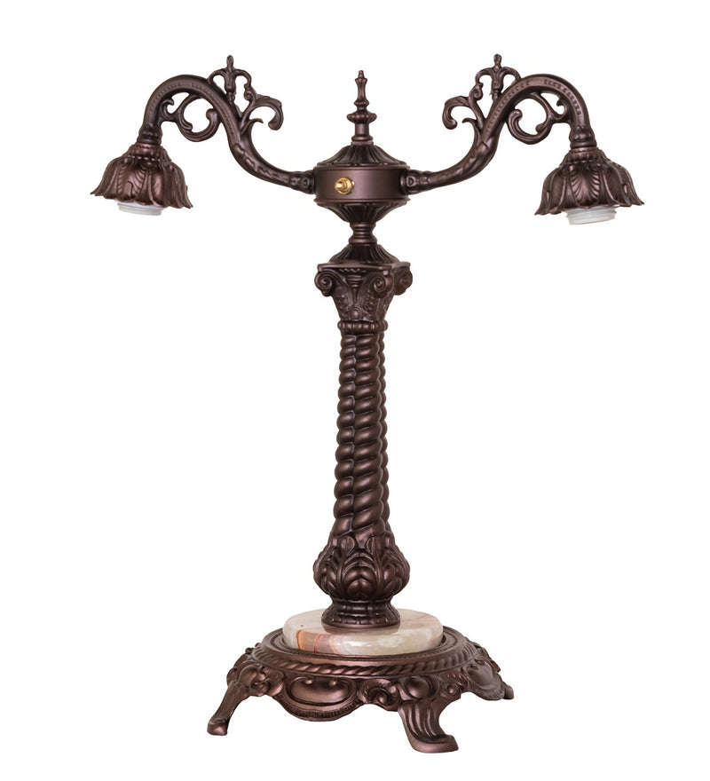 Meyda Tiffany 16843 Two Light Table Base, Mahogany Bronze