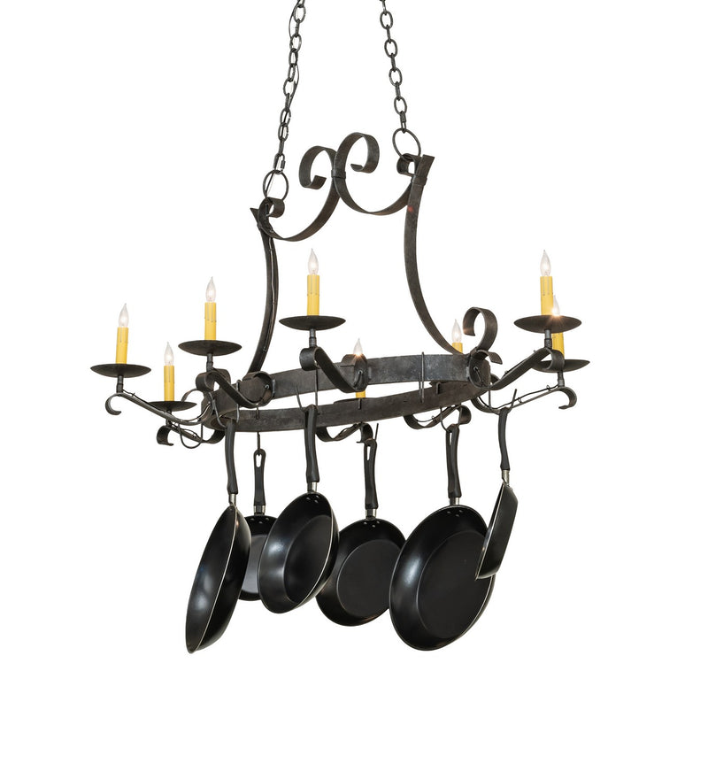 Meyda Tiffany 188401 Eight Light Pot Rack, Antique Pewter
