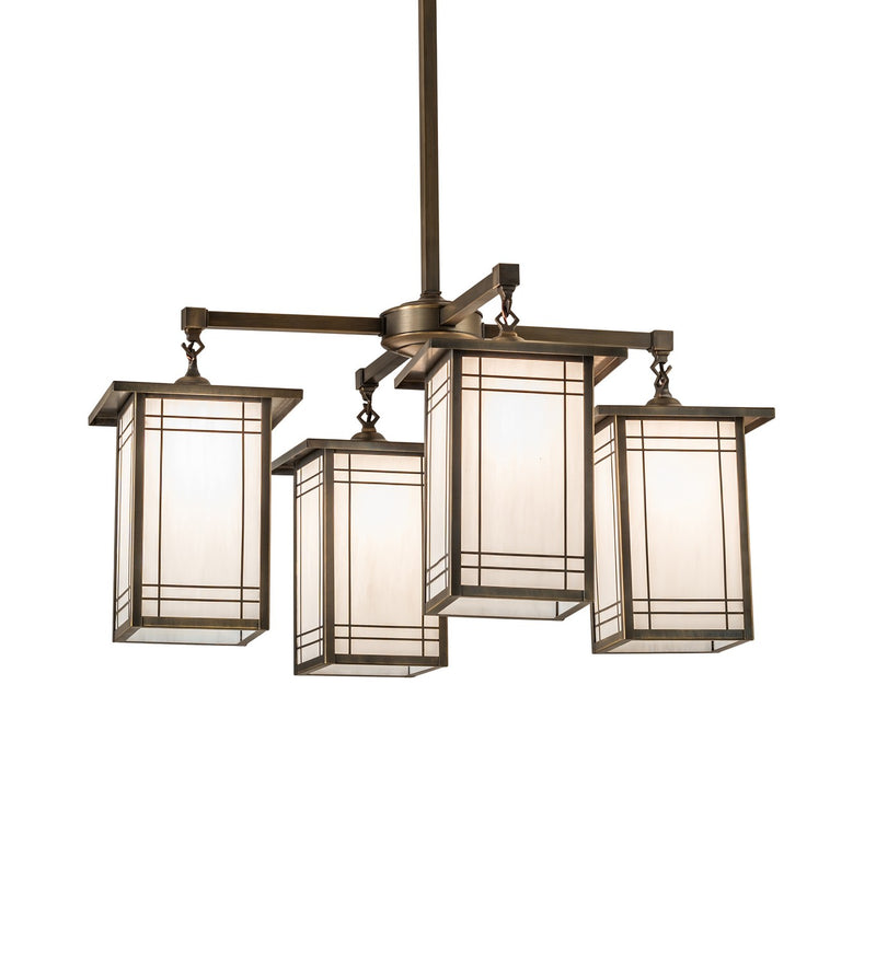 Meyda Tiffany 264849 Four Light Chandelier, Antique Brass