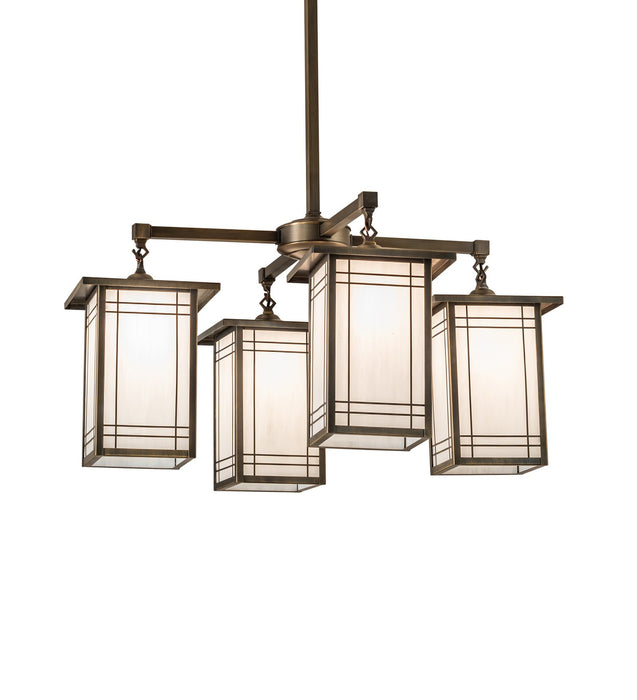 Meyda Tiffany 264849 Four Light Chandelier, Antique Brass